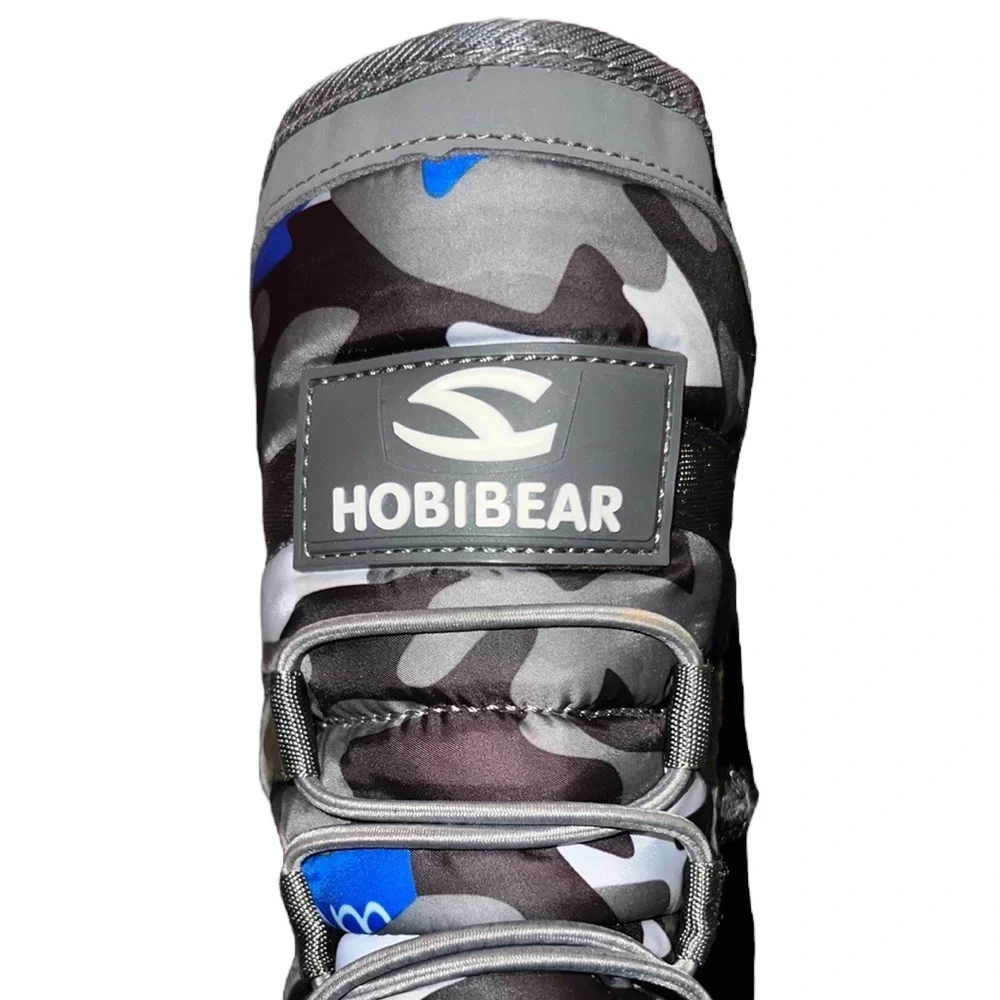 Hobibear Kids Blue & Gray Camo Winter Boots